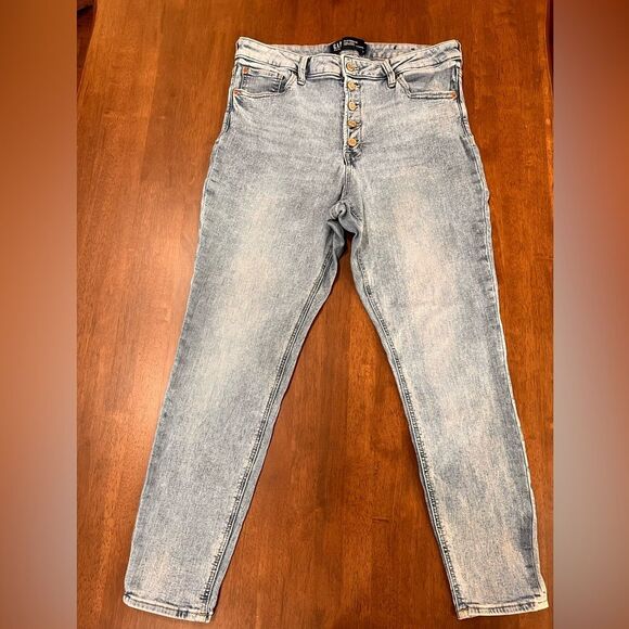 Gap High Rise Exposed Button Fly Skinny Ankle Stretchy Jeans Sz 16 Light Wash - Picture 3 of 7